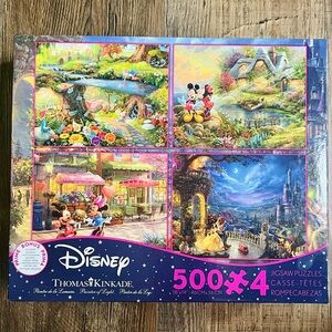 NEW/SEALED Disney Thomas Kinkade 500 Piece Jigsaw Puzzle Set